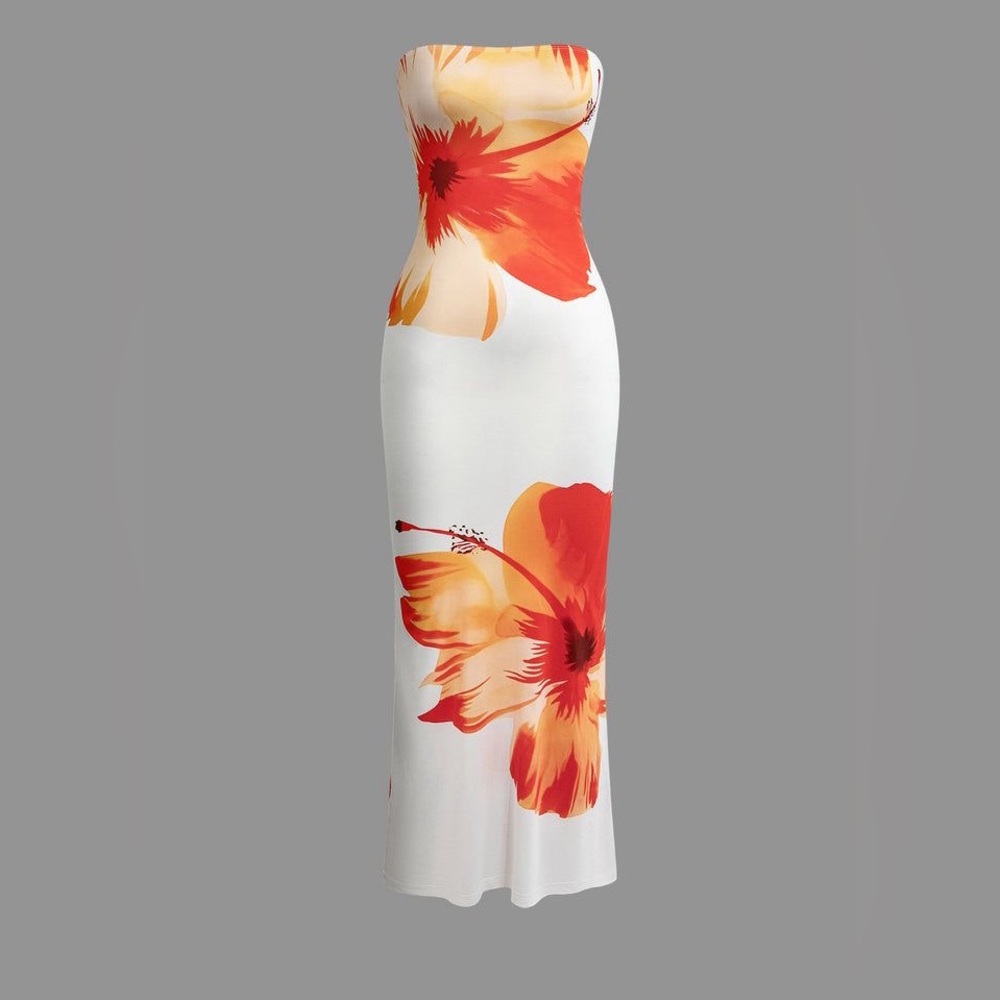 Floral Bodycon Silk Maxi Dress